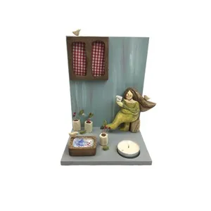 جا شمعی چوبی رومیزی کنج