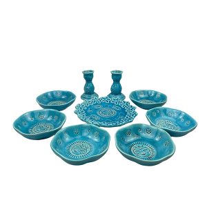 مجموعه ظروف هفت سین 9 پارچه مدل خورشید و ماهی